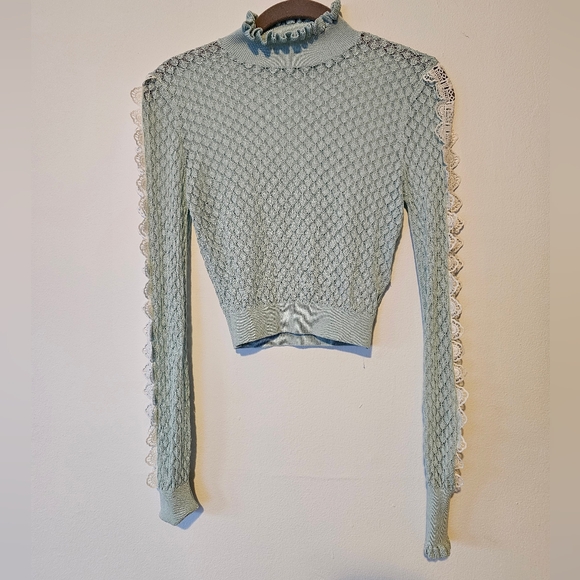 Zara semi sheer crochet lace top - Picture 1 of 4